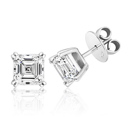 925 Sterling Silver Twin Claw Cz Asscher Cut Studs - 7 mm