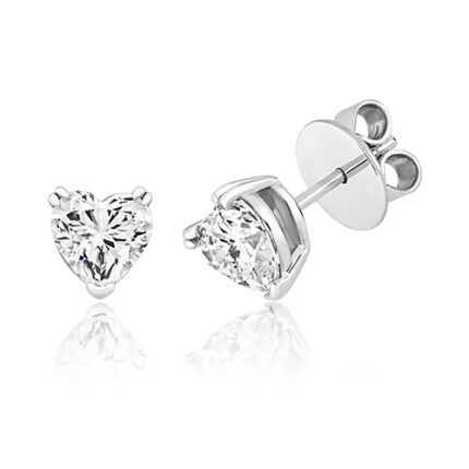 925 Sterling Silver Twin Claw and Single Claw Cz Heart Studs - 6.5 mm