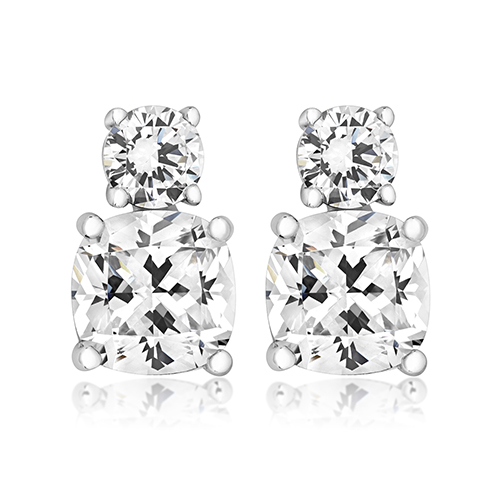 925 Sterling Silver Claw Set Drop Cz Earrings - 8x5 mm - Image 1
