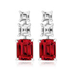 925 Sterling Silver Claw Set Triple Drop Asscher and Emerald Cut Cz Earrings - 4 x 5 x 7x9 mm - Image 3