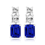 925 Sterling Silver Claw Set Triple Drop Asscher and Emerald Cut Cz Earrings - 4 x 5 x 7x9 mm - Image 4