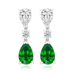 925 Sterling Silver Claw Set Triple Drop Round and Pear Cut Cz Earrings - 7x5 x 9x6 mm - Image 2