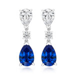 925 Sterling Silver Claw Set Triple Drop Round and Pear Cut Cz Earrings - 7x5 x 9x6 mm - Image 4