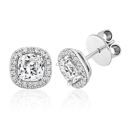 925 Sterling Silver Halo Cushion Stud Earrings - 6 mm - Image 1