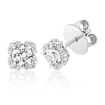 925 Sterling Silver Cushion Shaped Fancy Cluster Cz Earrings - 5 mm