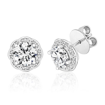 925 Sterling Silver Round Fancy Cluster Cz Earrings - 7 mm