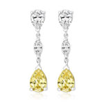 925 Sterling Silver Marquise and Pear Shaped Cz Triple Drop Earrings - 9x6 mm - Image 2