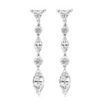 925 Sterling Silver Trangle & Marquise Cz Drop Earrings - 12x6 mm