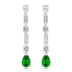 925 Sterling Silver Pear Round & Baguette Cz Drop Earrings - 9x6 mm - Image 4