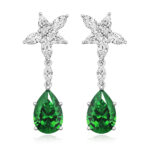 925 Sterling Silver Fancy Marquise and Pear Cz Drop Earrings - 12x8 mm - Image 2