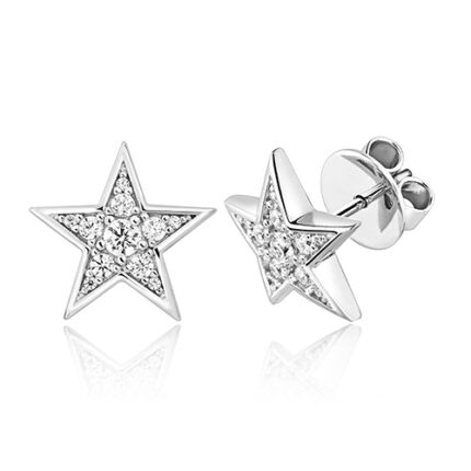 925 Sterling Silver Pave Set Star Cz Stud Earrings