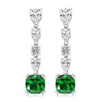925 Sterling Silver Pear Round and Cushion Cut Cz Earrings - 8 mm - Image 2