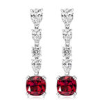 925 Sterling Silver Pear Round and Cushion Cut Cz Earrings - 8 mm - Image 3