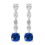925 Sterling Silver Pear Round and Cushion Cut Cz Earrings - 8 mm