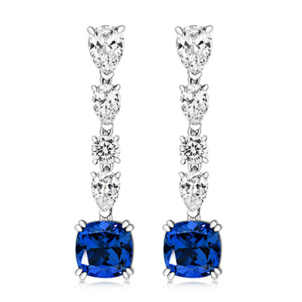 925 Sterling Silver Pear Round and Cushion Cut Cz Earrings - 8 mm