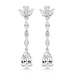 925 Sterling Silver Claw Set Round and Pear Cut Cz Earrings - 10 x 7 mm
