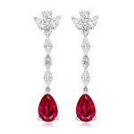 925 Sterling Silver Claw Set Round and Pear Cut Cz Earrings - 10 x 7 mm - Image 3