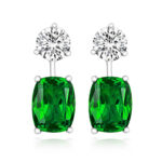 925 Sterling Silver Round and Elongated Cushion Cut Cz Earrings - 5x9x7 mm