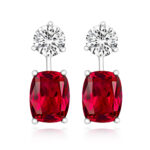 925 Sterling Silver Round and Elongated Cushion Cut Cz Earrings - 5x9x7 mm - Image 2