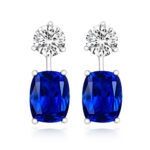 925 Sterling Silver Round and Elongated Cushion Cut Cz Earrings - 5x9x7 mm - Image 3