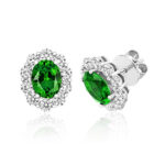 925 Sterling Silver Cluster Set Oval Cut Cz Earrings - 9x7 mm - Image 2
