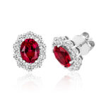 925 Sterling Silver Cluster Set Oval Cut Cz Earrings - 9x7 mm - Image 3