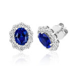 925 Sterling Silver Cluster Set Oval Cut Cz Earrings - 9x7 mm