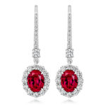 925 Sterling Silver Cluster Pave Set Oval Cut Cz Earrings - 8x6 mm - Image 3