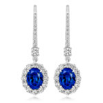 925 Sterling Silver Cluster Pave Set Oval Cut Cz Earrings - 8x6 mm