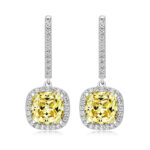 925 Sterling Silver Halo Set Cushion Cut Cz Drop Earrings - 8 mm - Image 2