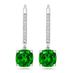 925 Sterling Silver Cushion Cut Cz Drop Earrings - 7 mm - Image 4