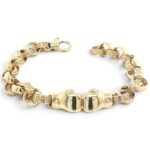 9k Yellow Gold Boxing Gloves Patterned Belcher Bracelet - 9x7.5 mm