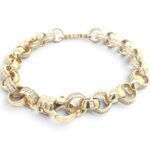 9k Yellow Gold Cz Heart Belcher Bracelet - 10x7.5 mm - Image 5