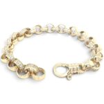 9k Yellow Gold Stone Set and Plain Belcher Bracelet - 7.5 mm - Image 3