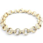 9k Yellow Gold Stone Set and Plain Belcher Bracelet - 7.5 mm