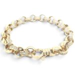 9k Yellow Gold Stone Set and Plain Belcher Bracelet - 7.5 mm - Image 2
