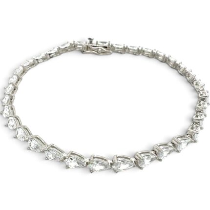 925 Sterling Silver Pear Cut Claw Set Tennis Bracelet - 3.5 mm