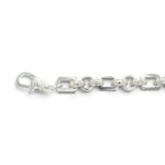 925 Sterling Silver Stone Set and Patterned Gypsy Link Bracelet - 10.5 x 10 mm - Image 4