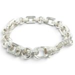 925 Sterling Silver Stone Set and Patterned Gypsy Link Bracelet - 10.5 x 10 mm - Image 3