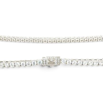 925 Sterling Silver Cz Tennis Chain With Box Clasp Bracelet - 3 mm