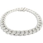 925 Sterling Silver Round Cz Cuban Bracelet - 8 mm - Image 4