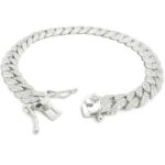 925 Sterling Silver Round Cz Cuban Bracelet - 8 mm - Image 2