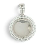 925 Sterling Silver Iced Out Rotating Picture Pendant