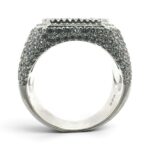 925 Sterling Silver Iced out Round and Baguette Square Signet Ring - SR00240 - Image 5