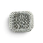 925 Sterling Silver Iced out Round and Baguette Square Signet Ring - SR00240