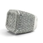 925 Sterling Silver Iced out Round and Baguette Square Signet Ring - SR00240 - Image 2