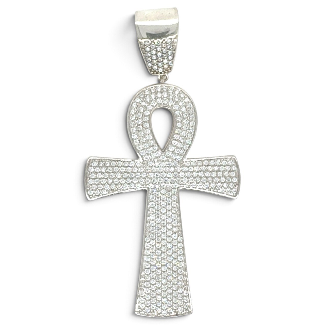 925 Sterling Silver Ankh Cz Pendant - 66x33 mm - Image 1