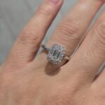 950 Platinum Lab Grown Emerald Cut Diamond Set Halo Ring - Image 9