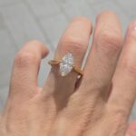 18k Yellow Gold Lab Grown Marquise Diamond Set Ring - Image 7