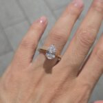 18k Yellow Gold Lab Grown Pear Shape Diamond Set Ring - Image 9